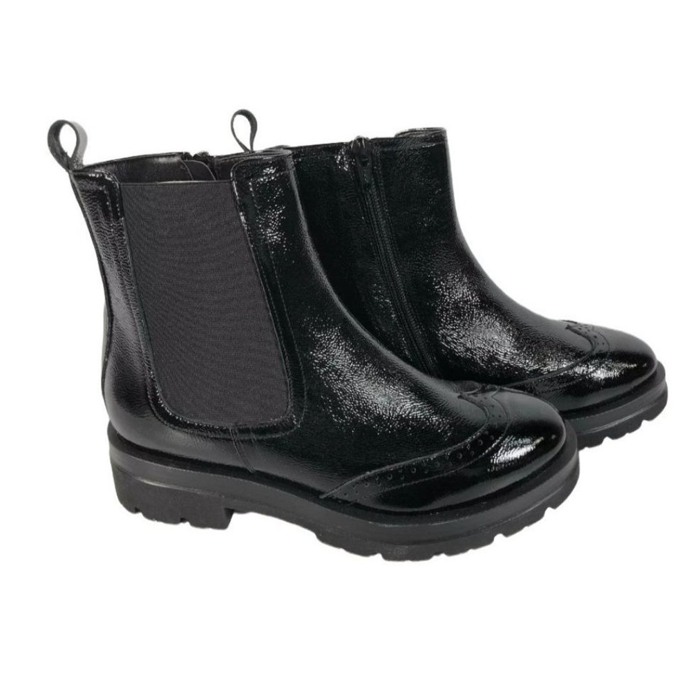 Italeau Italy Women's Black Chelsea Wingtip Boots Size EU 37 *No Box*